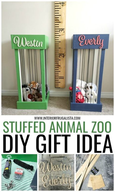 Grandparents, this adorable stuffed animal zoo is such a great DIY gift idea for grandkids to keep their stuffies corralled in one place and it's simple to make. Animal Zoo Storage, Stuffy Zoo Diy, Stuffed Animal Storage Ideas, Zoo Stuffed Animal Holder Diy, Stuffed Animal Zoo Diy, Stuff Animal Zoo Diy Toy Storage, Diy Zoo For Stuffed Animals, Zoo Cage For Stuffed Animals, Zoo Gift Ideas