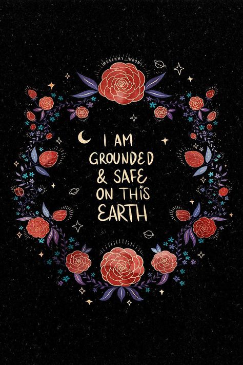 Does this affirmation resonate with you? Save it to your phone screen and let it fill you with peace and a sense of belonging. Annie Tarasova, I Am Grounded, I Am Safe, Repeat After Me, Witchy Wallpaper, Cool Deck, Positive Images, Original Art Prints, Apple Watch Faces