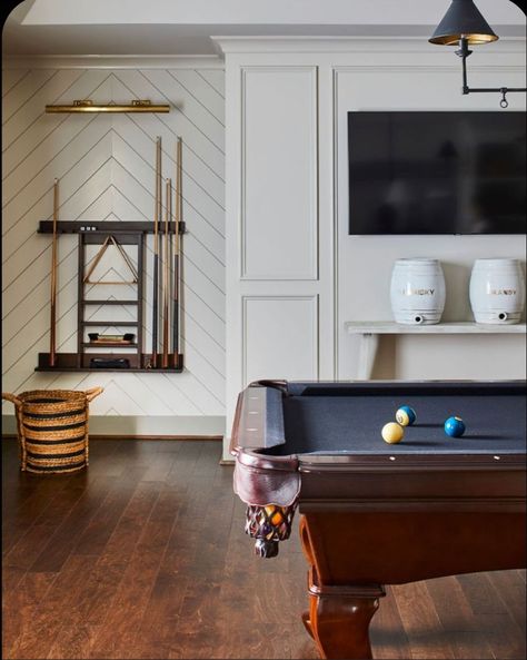 Modern Billiard Room, Basement Pool Table, Homestead Plans, Pool Room Ideas, Ashley Gilbreath Interiors, Billards Room, Billiards Room Decor, Ashley Gilbreath, Modern Game Room