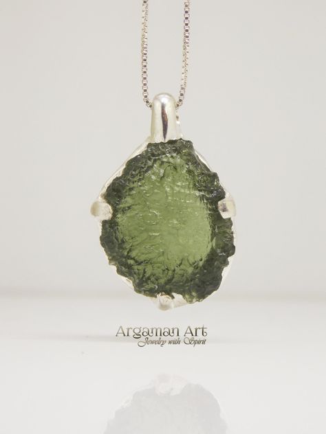 Moldavite pendant , Raw Moldavite Stone in Sterling Silver, Moldavite Meteorite Necklace, Moldavite Jewelry, Raw Moldavite, Crystal Pendant by ArgamanDesigns on Etsy Moldavite Crystal, Meteorite Necklace, Moldavite Pendant, Metatron's Cube, Energy Jewelry, Moldavite Jewelry, Moldavite Stone, Sacred Geometry Art, Geometry Art