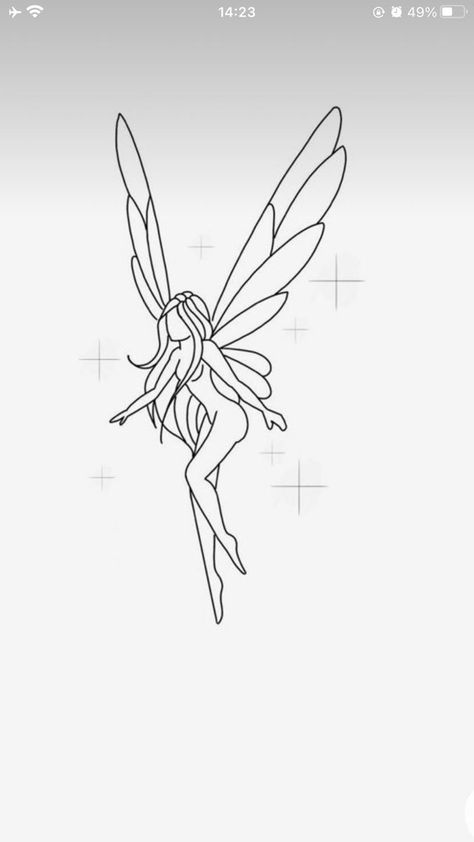 Fairy Line Art, Small Fairy Tattoos, Mystical Tattoos, Bestie Tattoo, Fantasy Tattoos, Small Pretty Tattoos, Full Body Tattoo, Small Hand Tattoos, Cool Small Tattoos