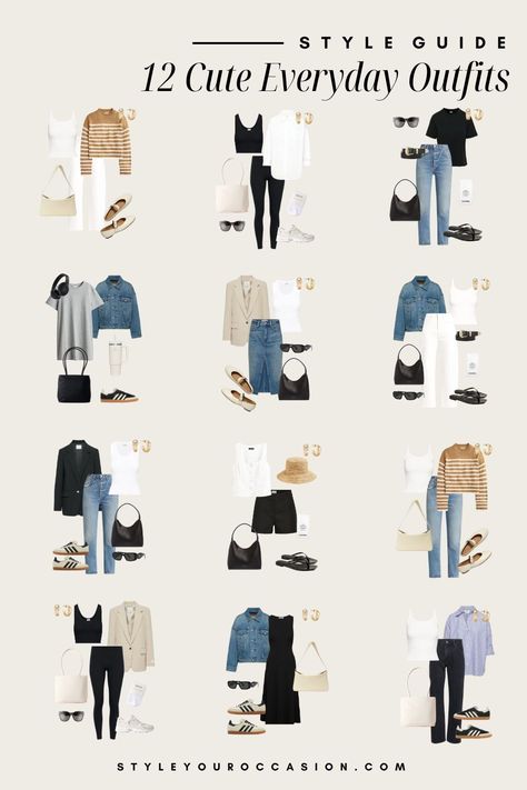 Good Casual Outfits, Simple Fall Outfits Casual Minimal Chic, Simple Woman Outfits, Outfit Ideas Capsule Wardrobe, Basic Woman Outfit, Daily Use Outfit For Women, Easy Minimalist Outfits, Basic Outfit Women, Cute And Casual Summer Outfits