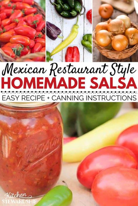 Get Mexican restaurant quality salsa in your own home with this fool-proof recipe and easy canning guide. Make it as mild or as spicy as you like! #cleaneatingrecipes #realfood Canned Mild Salsa Recipe, Mexican Restaurant Salsa Recipe, Mexican Restaurant Salsa, Homemade Canned Salsa, Restaurant Salsa Recipe, Mild Salsa Recipe, Spicy Salsa Recipe, Canning Guide, Canned Salsa