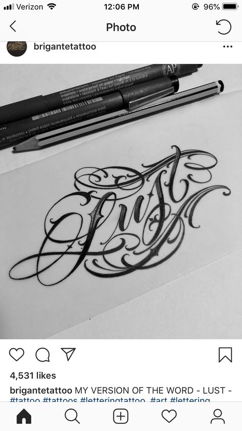 Lust Tattoo Design, Lust Tattoo, Filigree Tattoo, Lettering Tattoo, Cool Forearm Tattoos, Leg Sleeves, Tattoo Lettering, Forearm Tattoos, Tattoo Designs