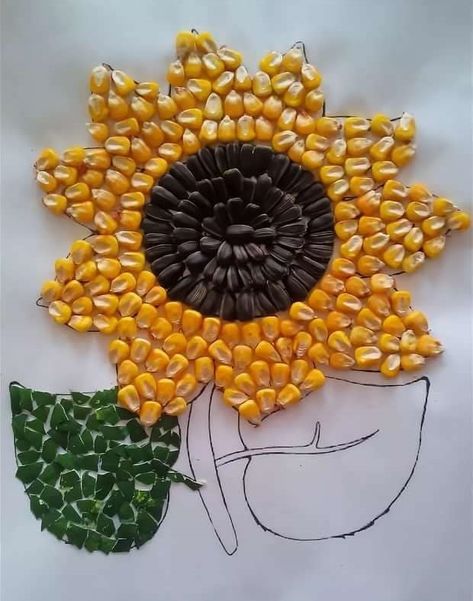 Creative Grain Arts :) - Creative Art and Craft Seeds Arts And Crafts, Seed Art Ideas, Seed Art For Kids, Seed Crafts For Kids, Seeds Art, Easy Summer Crafts, Sunflower Craft, Seed Craft, Spring Flower Crafts