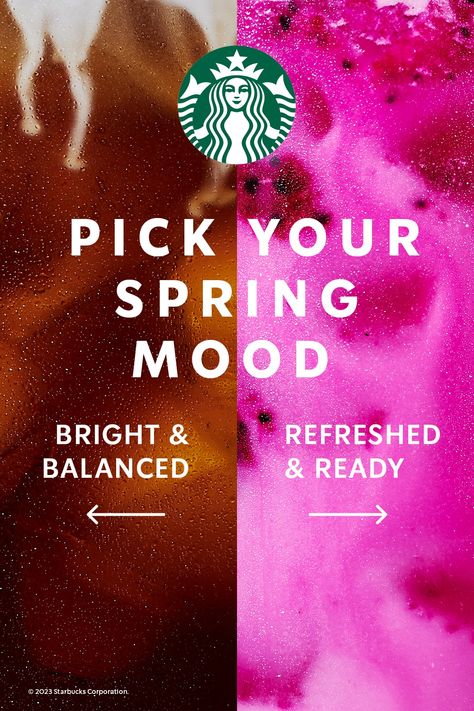 Starbucks has the drink for your every mood. Try our Starbucks Refreshers® Beverages or one of our cold brews as the perfect pick me up. Beverage Creative Ads, Starbucks Graphic Design, Starbucks Ads, Cake Shoot, Pubmat Ideas, Starbucks Advertising, Drinks And Food, March Themes, Ad Ideas