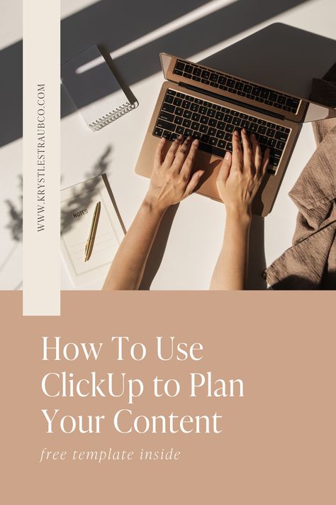 Lap top with girl typing. Text say "How to use clickup to plan your content. Free template inside." Clickup Templates, Content Planning Template, Budget Tracking, Stream Of Income, Planning Organization, Planning Template, Social Media Planning, Build A Business, Content Planning