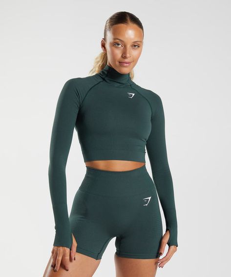 Fitness Outfits Women, Gym Shark Outfit, Gymshark Outfit, Midi Top, Fitness Branding, Gym Sets, Gymshark Vital Seamless, Gym Shark, Gym Workout Outfits