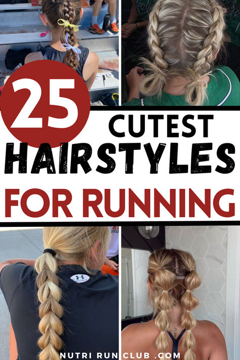 Look your best while running with these CUTE running hairstyles. Braid your hair and add some fun to your runs. Read more on our blog on Running Hairstyles and especially Running Hairstyles for Long Hair Hairstyles For Running, Braided Sporty Hairstyles, Active Hairstyles, Race Day Hair, Tennis Hairstyles, Running Late Hairstyles, Running Hairstyles, Soccer Hairstyles, Volleyball Hair