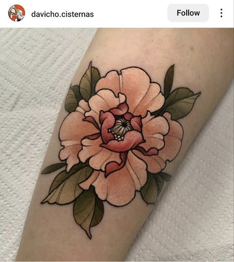 Nouveau Tattoo, Traditional Tattoo Flowers, Peony Tattoo, Geniale Tattoos, Tatuaje A Color, Peonies Tattoo, Floral Tattoo Design, Tattoo Portfolio, 1 Tattoo