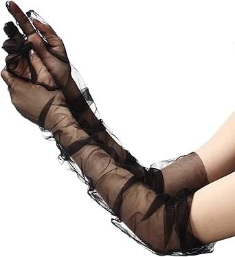 Women's Long Gloves Mesh Tulle Gloves 27'' Sheer Party Opera Gloves Elbow Length Gloves for Wedding Bridal Dance Party Opera Performance, Arm Gloves, Sheer Gloves, Tulle Gloves, Mesh Gloves, Elbow Length Gloves, Opera Gloves, Bridal Gloves, Lace Gloves