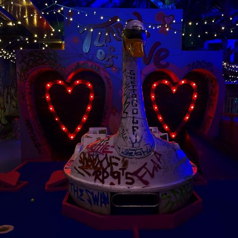 big swan, tunnel of love, ghetto golf Tunnel Of Love Aesthetic, Tunnel Aesthetic, Miller Grove, Circus Core, Batman Rogues, Carnival Art, Valentines Surprise, Riff Raff, Tunnel Of Love