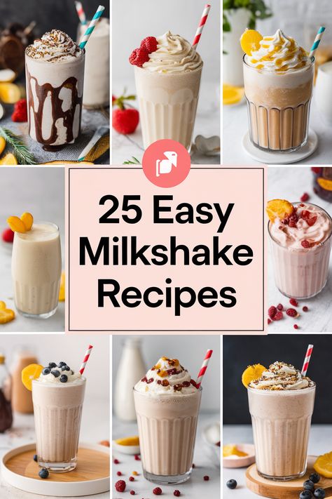 Craving a creamy, frosty treat? These easy milkshake recipes are your new best friend. Blend ice cream, milk, and your favorite flavors into delicious, satisfying drinks. From classic vanilla and chocolate to adventurous cookie dough and fruit combinations, there's a milkshake for every taste bud. Get ready to indulge in these yummy easy milkshakes! Eggnog Milkshake Recipes, Shake Recipes Ice Cream, Blender Milkshake Recipe, Ice Cream Shakes Milkshakes, How To Make Milkshakes At Home, Simple Milkshake Recipe, Chocolate Milkshake Recipe No Ice Cream, Yummy Drinks To Make At Home, Smores Milkshake