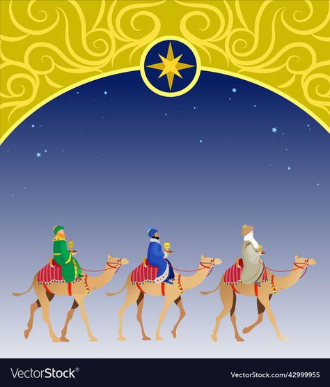 Camels Illustration, The Three Wise Men, Flat Vector Illustration, Three Wise Men, Three Kings, Flat Vector, Wise Men, Epiphany, Christmas Watercolor