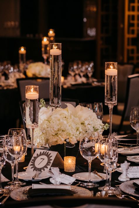 Black Tie Event Decorations Centerpieces, Black Tie Ceremony, Black Tie Event Aesthetic, Black Tie Decorations, Black Tie Party Aesthetic, Black Tie Centerpieces, Black Tie Event Decor, Black Tie Gala Decorations, Black And White Gala Decor