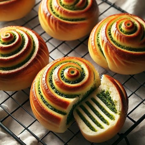 Pesto Brunch Savoury Buns|  Georgie Savoury Buns, Savory Brioche, Savory Buns, Chelsea Bun Recipe, Brunch Savory, Chelsea Bun, The Great British Baking Show, Great British Baking Show, British Baking Show