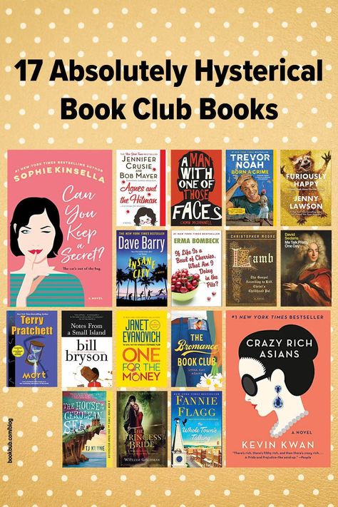 These book club books are good for both a good laugh and a great group discussion. Funny Books For Women, Funniest Books, Comedy Books, Humor Books, Best Historical Fiction Books, Books For Women, Group Discussion, Book Club Reads, Books Everyone Should Read