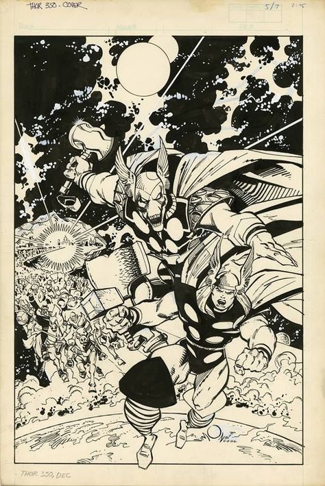 Walt Simonson Original Art | Thor #350 Cover art by Walt Simonson Walter Simonson, Mike Grell, Walt Simonson, Beta Ray Bill, Thor Art, Comics Cover, The Mighty Thor, Classic Comic Books, Comic Book Pages