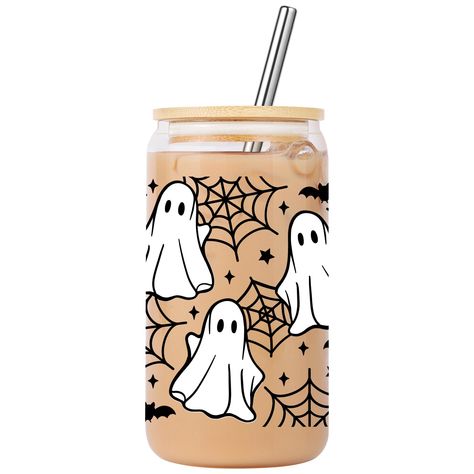 PRICES MAY VARY. Super Cute for Spooky Season: Our adorable Halloween ghost cups are perfect for Halloween or for someone who is always in the mood for Halloween; Great as Halloween gifts for women, men, friends, family, or coworkers Halloween Themed Gifts: Ideal as Halloween lover gifts, bat lover gifts, Halloween birthday gifts, spooky gifts, fall themed gifts, bat themed gifts, ghost gifts, Halloween party favors, or Halloween decoration Stay Hydrated in Style: This 16 oz iced coffee tumbler Ghost Cups, Spooky Basket, Halloween Themed Gifts, Gifts For Halloween, Glass Cup With Lid, Aesthetic Glass, Men Friends, Ghost Gifts, Cup With Lid And Straw