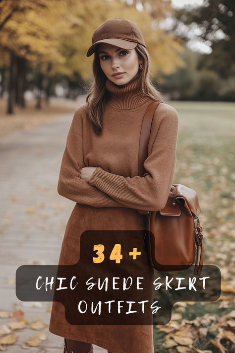 Elevate your style with 34 chic suede skirt outfit ideas that blend elegance and versatility. 👗 From casual tees to sophisticated blouses, these looks offer endless possibilities for any occasion. Curious to see how suede skirts can transform your wardrobe? Click to explore all the fashionable options! #SuedeSkirt #FashionInspo #ChicOutfits #VersatileStyle #WardrobeEssentials #ElevateYourLook #StyleIdeas Suede Skirt Outfit Fall 2024, Short Suede Skirt Outfit, Long Suede Skirt Outfit, Suede Skirt Outfit Winter, Suede Skirt Outfit Fall, Brown Skirt Outfit Ideas, Skirt Outfits With Tights, Long Suede Skirt, Suede Skirts