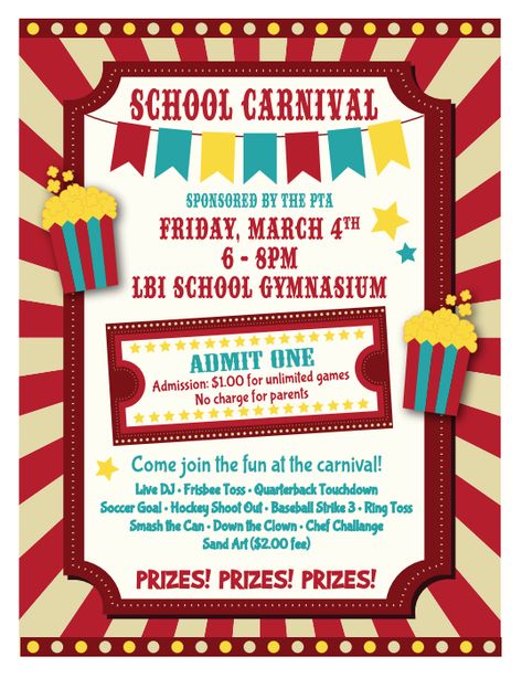 17+ Free Carnival Flyer Templates | Professional Designs in Word, PSD & PDF Paper Mache For Kids, Carnival Template, Carnival Printables, Carnival Flyer, Carnival Event, Fruit Creations, Pto Ideas, Carnival Ideas, School Carnival