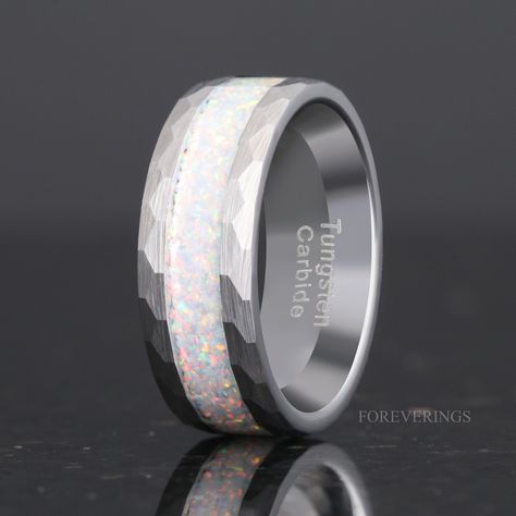 Mens Opal Ring, Opal Engagement Ring Men, Opal Wedding Ring For Men, Mens Opal Rings, Mens Wedding Bands With Opal, Ouat Rings, Viridian Wedding, Mens Opal Wedding Band, Anniversary Silver Opal Ring With Inlay