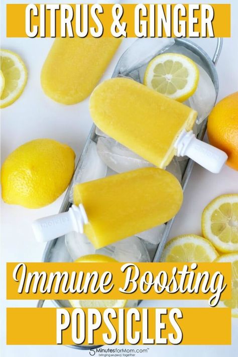 Citrus and Ginger Immune Boosting Popsicles - Keep your kids healthy this summer with these tips and recipe for citrus popsicles. #ad #healthykids #popsicles Ginger Honey Lemon, Immune Boosting Foods, Kids Healthy, Homemade Popsicles, Popsicle Recipes, Ginger And Honey, Homemade Ice, Homemade Ice Cream, Healthy Living Tips