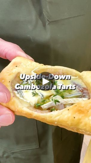 260K views · 8.2K reactions | Upside-Down Cambozola Tarts | Upside-down Cambozola onion tarts, with a hot honey flourish, are so much better than cheese and crackers—and they’re a perfect balance of flavors. The... | By Christopher Kimball’s Milk Street | Facebook Upside Down Cambozola Tarts, Cambozola Cheese Recipes, Cambozola Recipes, Party Nibbles, Savory Pastries, Side Ideas, Appetizer Party, Party Bites, Onion Tart