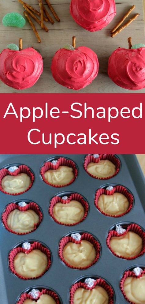 Apple Shaped Cupcakes, Butter Design, Background Tips, Cupcake Receptek, Shaped Cupcakes, Fall Cupcakes, Apple Shaped, Dessert Bar, Rosh Hashanah