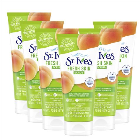 St. Ives Fresh Skin Face Scrub Deeply Exfoliates for Smooth, Glowing Skin Apricot Dermatologist Tested, Made with 100% Natura Clean Glowing Skin, Apricot Fruit, Smooth Glowing Skin, Green Tea Face, Exfoliating Face Scrub, Skin Scrub, Deep Exfoliation, Salicylic Acid Acne, Good Skin Tips