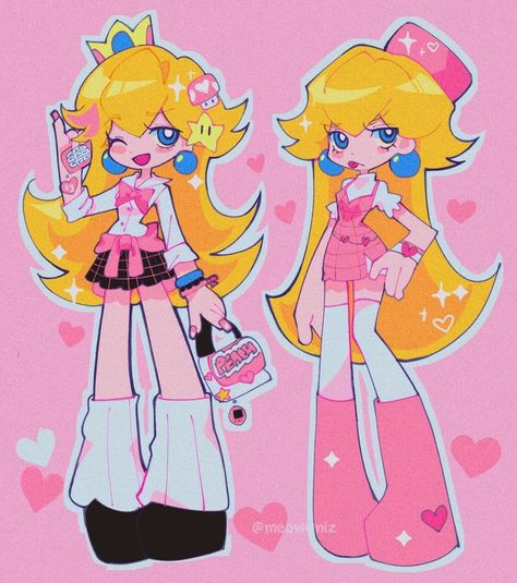 Gyaru Art Drawing, Cute Drawing Styles Cartoon, Cute Core Art, Panty And Stocking Artstyle, Kawaii Art Styles, Cute Art Styles Aesthetic, Cutecore Art Style, Alt Drawing Ideas, Princess Peach Drawing