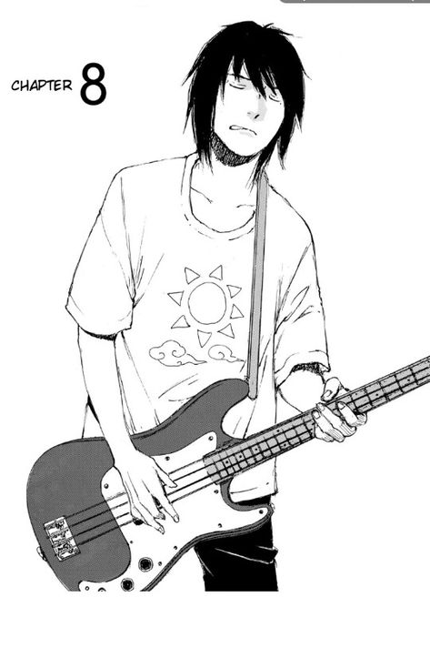 Guy Playing Electric Guitar Drawing, Person Holding Bass Guitar Reference, Guy Holding Guitar Reference, Playing Bass Pose Reference, Guy Playing Guitar Sketch, Person Playing Drums Reference, Playing Instrument Drawing Reference, Anime Bassist, Playing Drums Drawing Reference