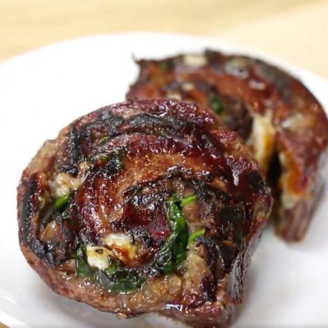 flank steak stuffed with mushrooms and cheese - Stuffed Steak Rolls Stuffed Steak Rolls, Stuffed Steak, Gourmet Steak, Steak Rolls, Flank Steak, Health Snacks, Nutrition Education, Provolone, Camping Food