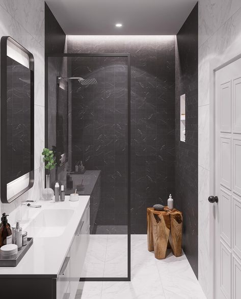 Swipe left to fall in love with the beauty of Nero Marquina tiles. 🖤 Imagine these gorgeous black tiles with elegant white veins bringing a touch of drama and sophistication to your space. Perfect for making your bathroom, kitchen, or patio effortlessly chic. Ready to give your home that luxury upgrade? Comment “tile” for a link to browse the collection! Darker Aesthetic, Marble Subway Tile, Black Marble Tile, Gray Shower Tile, Honed Marble Tiles, Subway Tile Backsplash Kitchen, Black Accent Walls, Marble Subway Tiles, Marble Showers