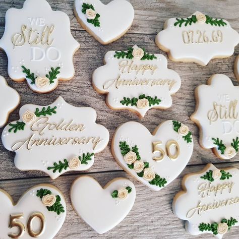 50th Anniversary Cookie Ideas, 50th Wedding Anniversary Cookie Ideas, Happy Anniversary Cookies, 50th Anniversary Cookies Decorated, 50th Wedding Anniversary Cookies, Anniversary Cookies Decorated, Anniversary Sugar Cookies, Wedding Anniversary Cookies, 50th Anniversary Cookies