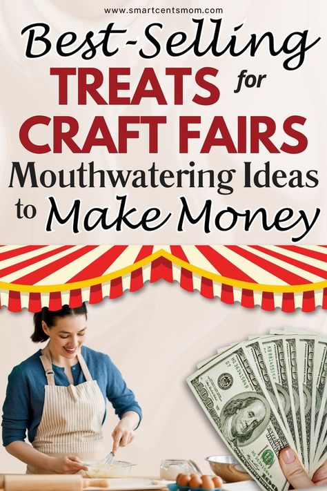 Check out our blog on the best treats to sell at craft fairs. Learn how to make and sell festive goodies like sugar cookies, peppermint bark, and more. Perfect for creative moms looking to start a side hustle! #sidehustles #makemoney #creativemoms #bakingideas Craft Fair Food Ideas To Sell, Homemade Treats To Sell, Food Items To Sell At Craft Fairs, Farmers Market Ideas To Sell Food, Best Sellers At Craft Shows, Food To Make And Sell, Market Ideas To Sell, Chocolate Bark Christmas, Treats To Sell