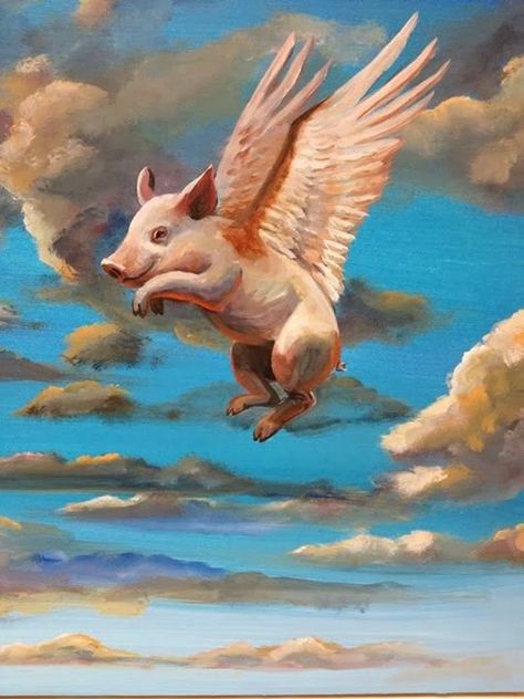 Flying Pigs Art, Pig Artwork, Pig Painting, Pig Drawing, Pig Art, Flying Pig, Cute Pigs, Cool Paintings, 귀여운 동물