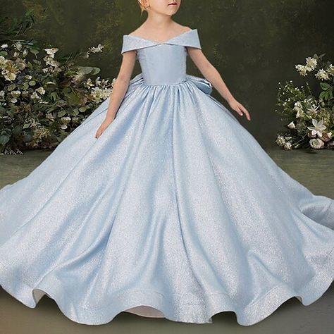 Silhouette:Ball Gown; Hemline / Train:Sweep / Brush Train; Closure:Zipper UP; Fully Lined:No; Category:Flower Girl Dresses; Embellishment:Bow(s),Ruching; Season:Fall,Winter; Fabric:Satin; Sleeve Length:Cap Sleeve; Tips:Colors may vary slightly due to different monitor settings,Professional dry cleaner only; Style:Frozen; Occasion:Quinceanera,First Communion; Waistline:Natural; Neckline:Off Shoulder; Brand:LAN TING Express; Listing Date:01/21/2022; Bust:; Dress Length:; Hips:; Waist:; Includes:Dr Cute Prom Dress, Prom Dress Satin, Satin Bridal Gowns, Cheap Flower Girl Dresses, Dress For, Girls Dresses Online, Cute Prom Dresses, Satin Prom Dress, Dress Satin