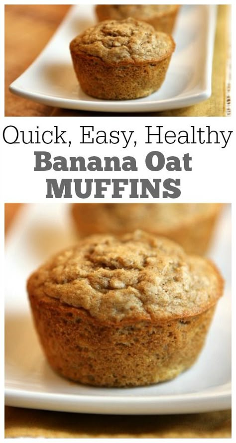 Quick, EASY, and healthy Banana Oat Muffins Recipe: nutritional information and Weight Watchers Points included.  Each muffin = 3 WW points and 128 calories. Bariatric Baking, Healthy Banana Oat Muffins, Oat Muffins Healthy, Banana Oat Muffins Healthy, Sandwich Vegetarian, Resepi Biskut, Banana Oat Muffins, Ww Freestyle, Banana Oat