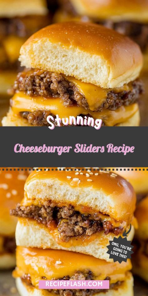 Craving a delicious twist on classic burgers? These Cheeseburger Sliders are the perfect party treat or family dinner option! With juicy ground beef and melty cheese, you'll want to make these again and again. Save this recipe for your next gathering to impress your guests! Ground Cheeseburger Sliders, Ground Meat Sliders, Easy Dinner Recipes With Hamburger Meat Ground Beef, Loose Meat Cheeseburger, Ground Beef Recipes Sliders, Beef Burger Recipes For Dinner, Hamburger Sliders For A Crowd, Scramble Burgers, Hamburgers For A Crowd Parties