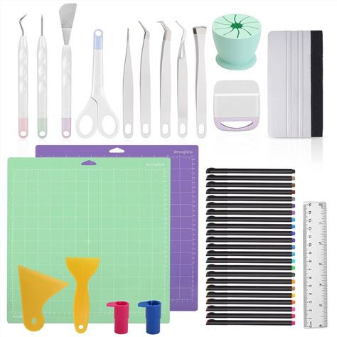 43PCS Ultimate Accessories Bundle for Cricut Makers Machine and All Explore Air, Craft Weeding Tool Set for Vinyl, Cricut Starter Kit for Beginners, Pros & Skilled Crafters $41.99 Cricut Accessories, Air Craft, Interior Signs, Weeding Tools, Cricut Machine, Vinyl Sheets, Cricut Maker, The Tools, Colored Pens