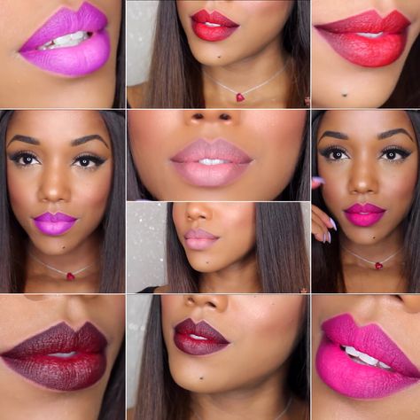 Pink Lipstick For Black Women, Black Women Pink Lipstick, Pink Lipstick Black Women, Bridal Nails Black, Pink Lipstick For Dark Skin, Wedding Guest Black Women, Makeup Ideas For Wedding Guest, Makeup Ideas For Wedding, Ombré Lips