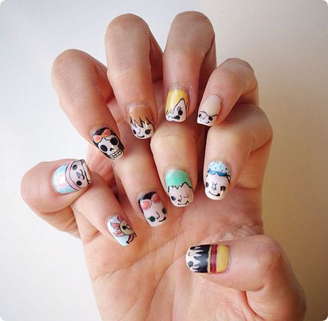 one piece anime nail art One Piece Nails Design, One Piece Nail Design, Uñas One Piece, Luffy Nails, One Piece Nails Anime, Nail Art One Piece, One Piece Nail Art, One Piece Nails, Nail Anime