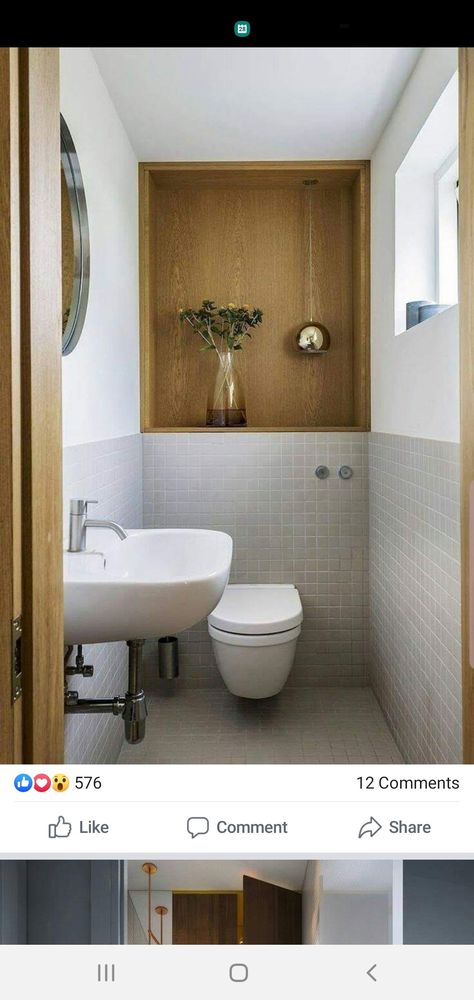 Mid Century Toilet Room, Mid Century Toilet Design, Small Bathroom Mid Century Modern, Mid Century Toilet, Mid Century Modern Toilet, Windowless Bathroom, Small Bathroom Remodel Designs, Hotel Lighting, Small Toilet Room