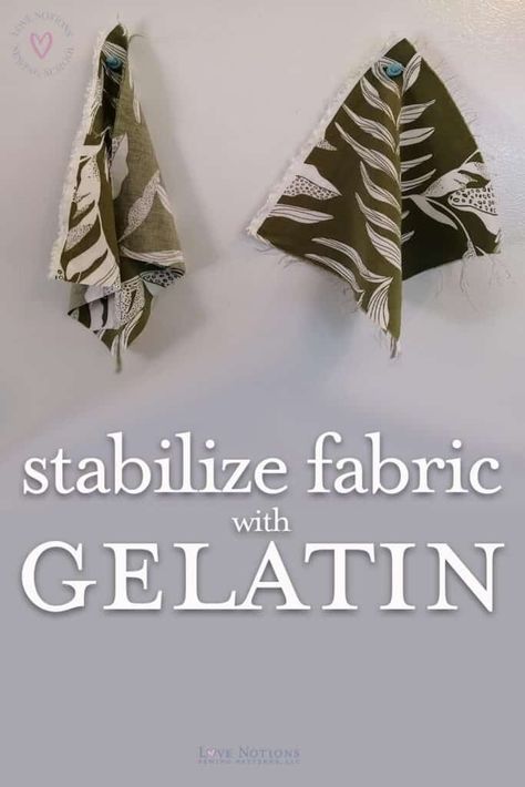 Learn how to use Gelatin to stabilize light weight woven fabrics - makes slippery fabrics easier to work with! Featuring the Ballad Blouse from Love Notions Sewing Patterns Silk Sewing, Wreath Workshop, Sewing Challenge, Tunic Sewing Patterns, Sew Zipper, Sewing Machine Feet, Sewing School, Upcycle Sewing, Sewing Fabrics