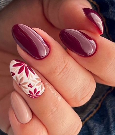 Maroon Nail Designs, Burgundy Nail Designs, Maroon Nails, Milky Nails, Burgundy Nails, Thanksgiving Nails, Fall Nail Art, Autumn Nails, Heart Nails