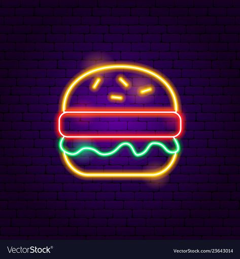 Neon Burger, Burger Neon, Neon Highlights, Burger Vector, Neon Food, Food Promotion, Saturn Planet, Neon Flex, Betty Boop Art