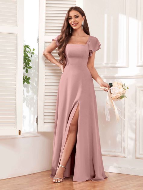 Lace chiffon bridesmaid dress