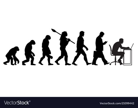 Monkey To Human Evolution, Human Evolution Illustration, Monkey Evolution, Collage Infographic, Evolution Illustration, Sitting At Computer, Grayson Perry Art, Evolution Artwork, Public Service Advertising