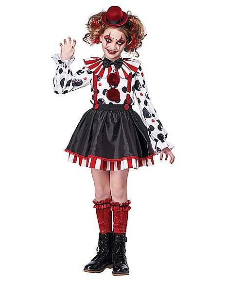 Kids Sinister Clown Costume - Spirithalloween.com Carnival Clown Costume Women, Diy Clown Costume Kids, Clown Costume Girl, Scary Girl Costumes, Girls Clown Costume, Kids Clown Costume, Circus Clown Costume, Girl Clown Costume, Scary Clown Costume